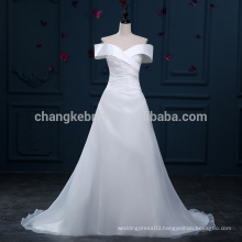 Fast Shipping Off The Shoulder A-Line Organza Wedding Dresses Court Train Bridal Gowns